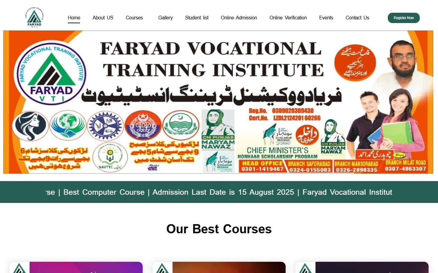 Faryad Vocational Training Institute on desktop